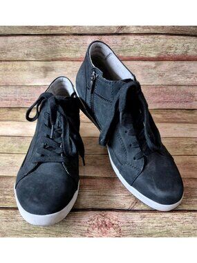Dansko Onyx Black Milled Nubuck Leather Lace Up Sneaker Shoe Women's 41 US 10.5